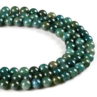 Perles en pierre d'agate mousse naturelle, Rond, normes différentes pour le choix Environ 1mm Environ 15 pouce, Vendu par brin