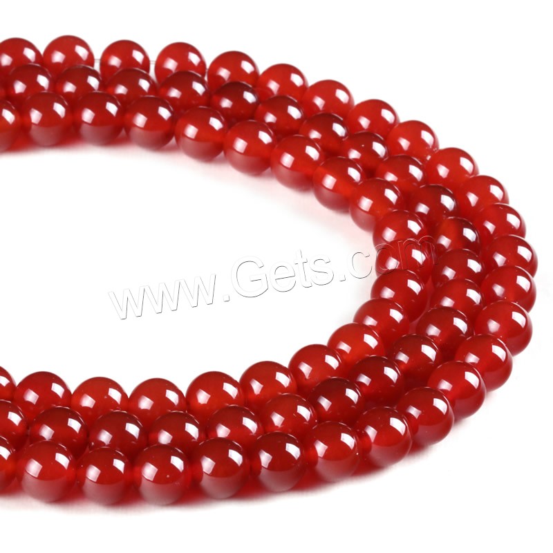 Natürlich rote Achat Perlen, Roter Achat, rund, verschiedene Größen vorhanden, Bohrung:ca. 1mm, Länge:ca. 15 ZollInch, verkauft von Strang