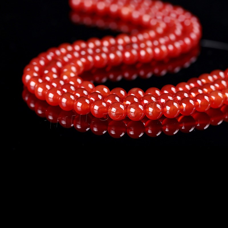 Perles Agates rouges naturelles, agate rouge, Rond, normes différentes pour le choix, Trou:Environ 1mm, Longueur:Environ 15 pouce, Vendu par brin