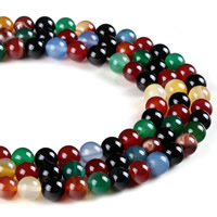 Natürliche Regenbogen Achat Perlen, rund, verschiedene Größen vorhanden, Bohrung:ca. 1mm, Länge:ca. 15 ZollInch, verkauft von Strang