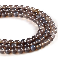 Natural Grey Agate Beads, Round Approx 1mm Approx 15 Inch 