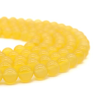 Natürliche gelbe Achat Perlen, Gelber Achat, rund, verschiedene Größen vorhanden, Bohrung:ca. 1mm, Länge:ca. 15 ZollInch, verkauft von Strang