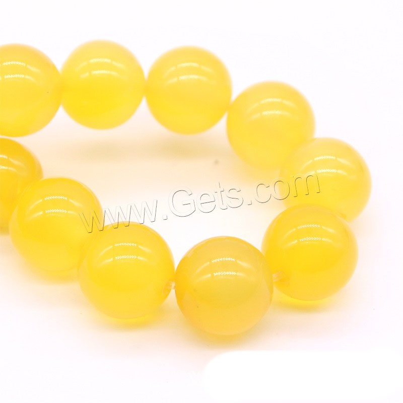 Natürliche gelbe Achat Perlen, Gelber Achat, rund, verschiedene Größen vorhanden, Bohrung:ca. 1mm, Länge:ca. 15 ZollInch, verkauft von Strang