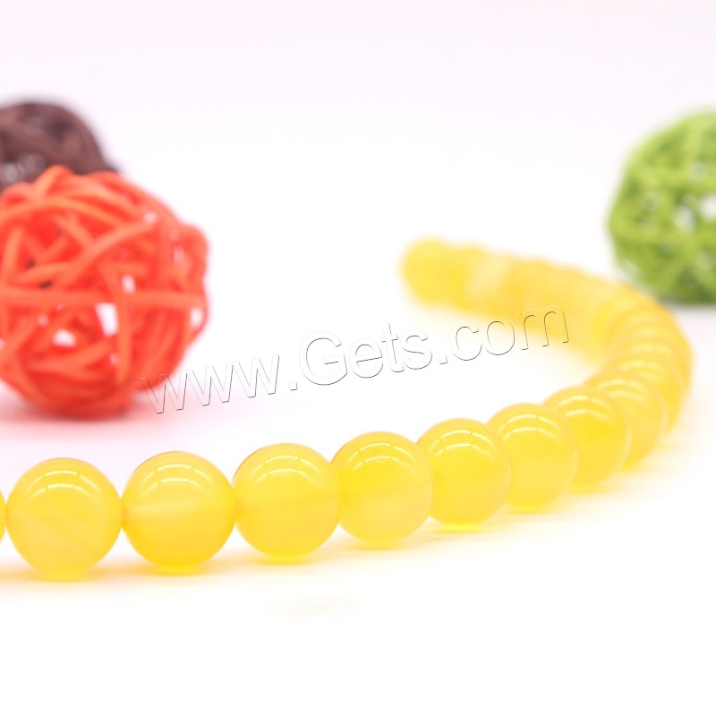 Natural Yellow Agate Beads, Round, different size for choice, Hole:Approx 1mm, Length:Approx 15 Inch, Sold By Strand