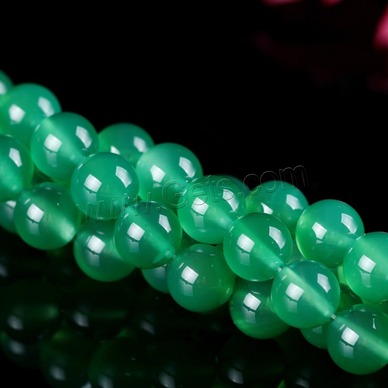 Perle agate verte naturelle, Rond, normes différentes pour le choix, Trou:Environ 1mm, Longueur:Environ 15 pouce, Vendu par brin