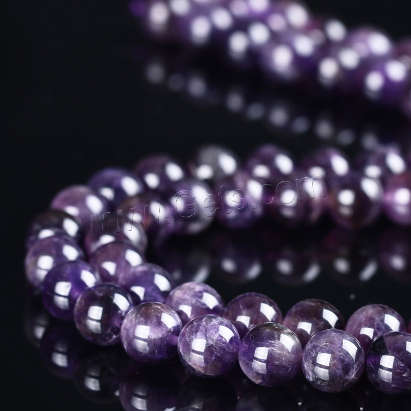 Natural Amethyst Beads, Round, February Birthstone & different size for choice, Hole:Approx 1mm, Length:Approx 15 Inch, Sold By Strand