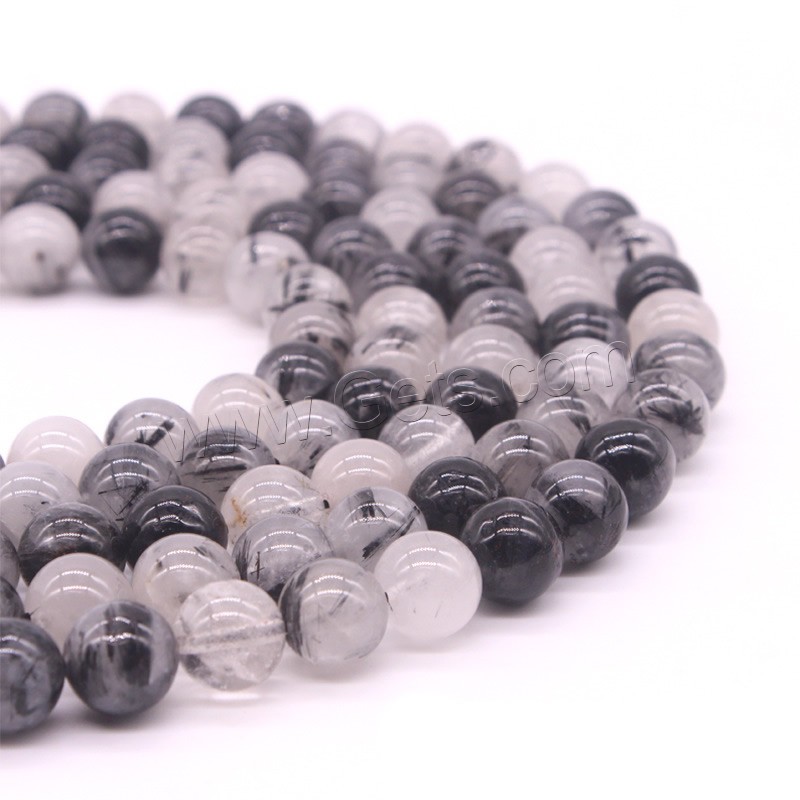 Rutilated Quartz Beads, Round, natural, different size for choice, Hole:Approx 1mm, Length:Approx 15 Inch, Sold By Strand