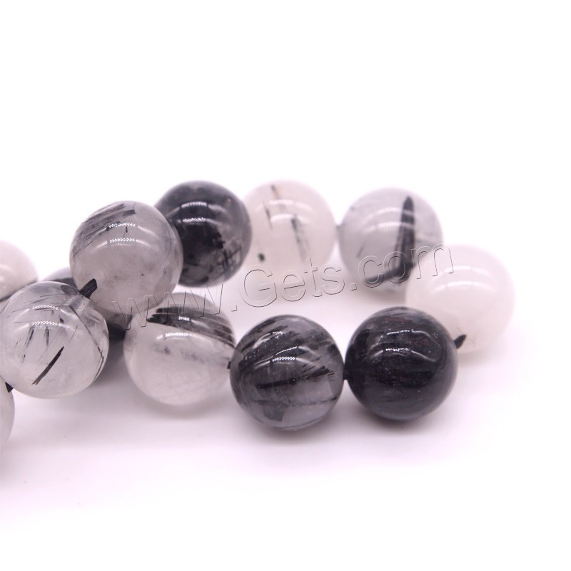 Rutilated Quartz Beads, Round, natural, different size for choice, Hole:Approx 1mm, Length:Approx 15 Inch, Sold By Strand