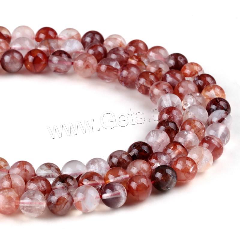 Natural Ruby Quartz Beads, Round, different size for choice, Hole:Approx 1mm, Length:Approx 15 Inch, Sold By Strand