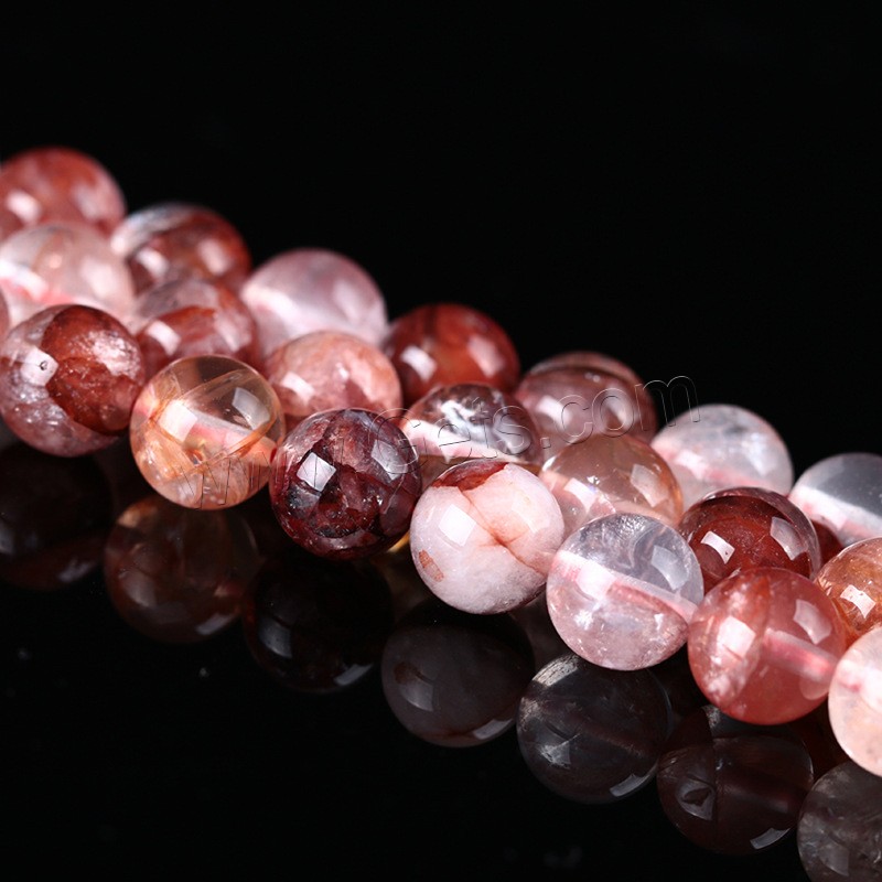 Natural Ruby Quartz Beads, Round, different size for choice, Hole:Approx 1mm, Length:Approx 15 Inch, Sold By Strand