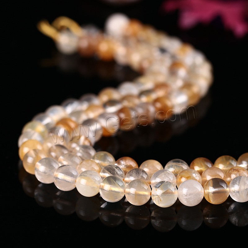 Cristal en jaune naturelles, perles de citrine, Rond, normes différentes pour le choix, Trou:Environ 1mm, Longueur:Environ 15 pouce, Vendu par brin