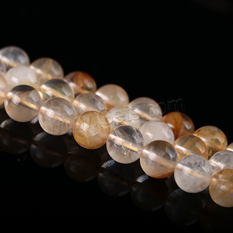 Citrin Naturperlen, Gelbquarz Perlen, rund, verschiedene Größen vorhanden, Bohrung:ca. 1mm, Länge:ca. 15 ZollInch, verkauft von Strang