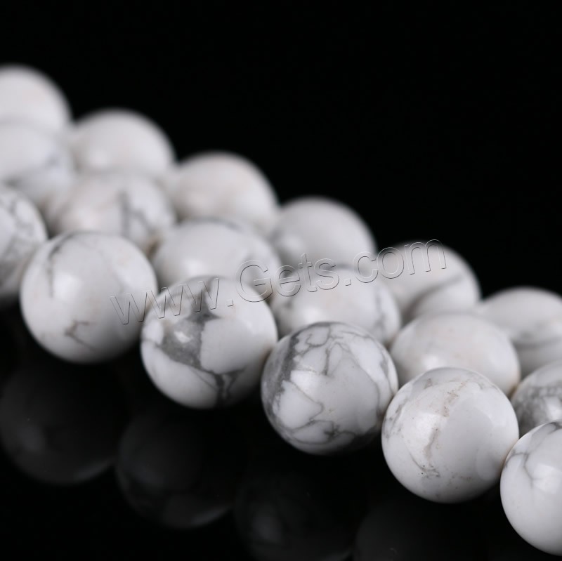 Synthetische Türkis Perlen, Natürlicher weißer Türkis, rund, natürlich, verschiedene Größen vorhanden, Bohrung:ca. 1mm, Länge:ca. 15 ZollInch, verkauft von Strang