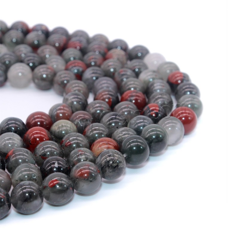 Afrikanischer Blutstein Perle, rund, natürlich, verschiedene Größen vorhanden, Bohrung:ca. 1mm, Länge:ca. 15 ZollInch, verkauft von Strang