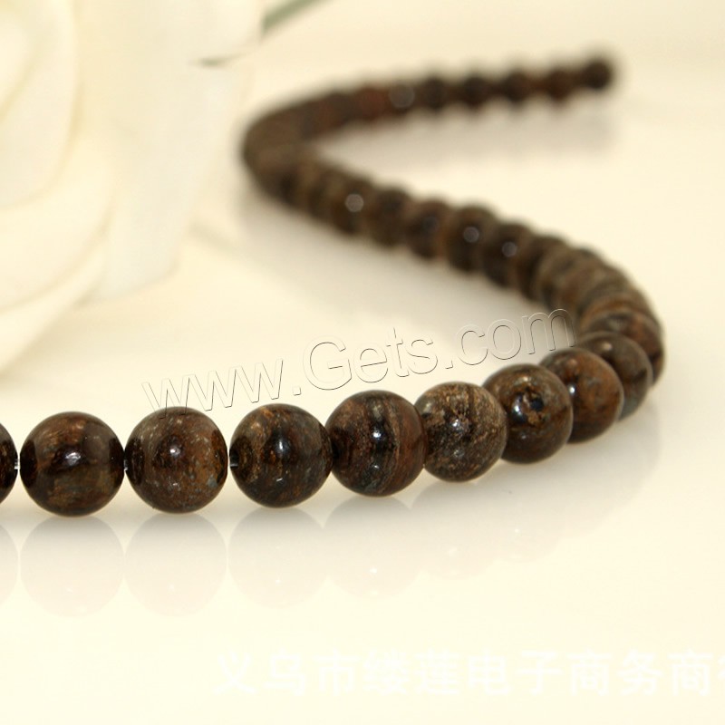 Bronzite Stone Beads, Round, different size for choice, Hole:Approx 1mm, Length:Approx 15 Inch, Sold By Strand