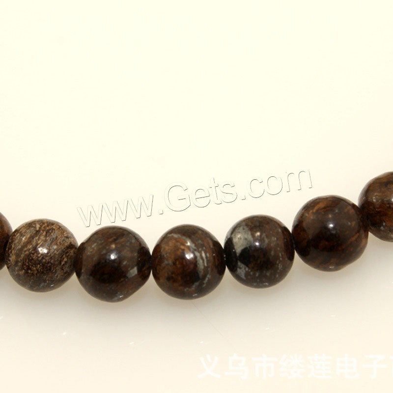 Bronzit Stein Perlen, rund, verschiedene Größen vorhanden, Bohrung:ca. 1mm, Länge:ca. 15 ZollInch, verkauft von Strang