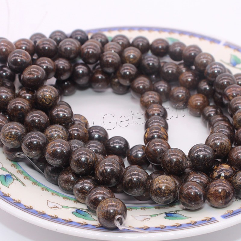Bronzite Stone Beads, Round, different size for choice, Hole:Approx 1mm, Length:Approx 15 Inch, Sold By Strand
