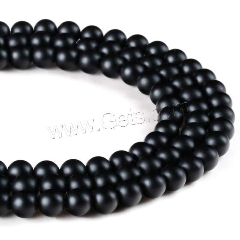 Black Stone Bead, Round, synthetic, different size for choice & frosted, Hole:Approx 1mm, Length:Approx 15 Inch, Sold By Strand