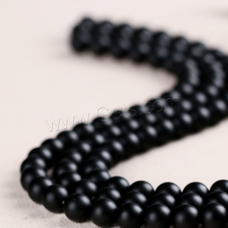 Black Stone Bead, Round, synthetic, different size for choice & frosted, Hole:Approx 1mm, Length:Approx 15 Inch, Sold By Strand