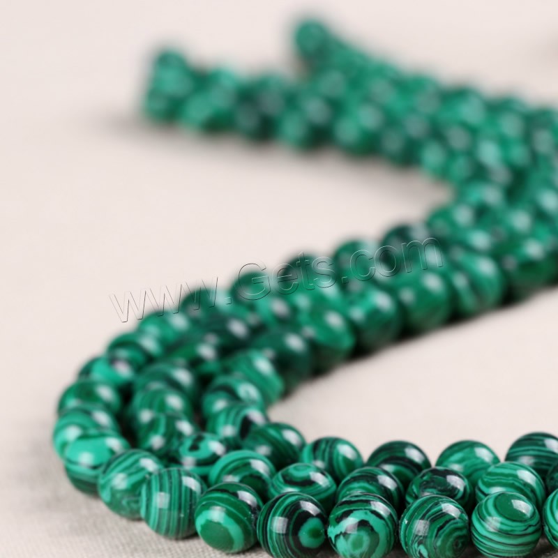 Perles synthétiques de Malachite, Rond, normes différentes pour le choix, Trou:Environ 1mm, Longueur:Environ 15 pouce, Vendu par brin
