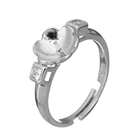 стерлингового серебра кольцо крепления, Серебро 925 пробы, Форма цветка, с кубическим цирконием 0.7mm, размер:7, продается PC