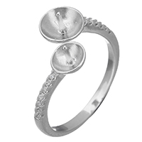 стерлингового серебра кольцо крепления, Серебро 925 пробы, открыть & инкрустированное микро кубического циркония  0.8mm, размер:5.5, продается PC
