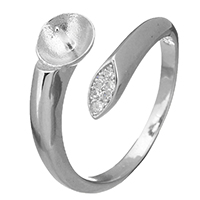 Sterling Silver Ring Mounting, 925 Sterling Silver, open & micro pave cubic zirconia, 3mm, 6mm, 0.7mm, US Ring 