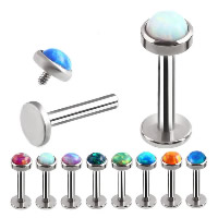 Stainless Steel Lip Ring, with Stone & for woman, mixed colors 