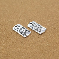 Zinc Alloy Jewelry Pendants, Rectangle, antique silver color plated, with letter pattern Approx 1.5mm 
