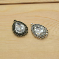 Zinc Alloy Teardrop Pendants, with Crystal, plated Approx 1.5mm 