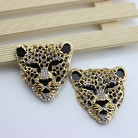 Mobile Phone DIY Decoration, Zinc Alloy, with Resin, Leopard, gold color plated, enamel & with rhinestone, lead & cadmium free 