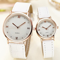 Unisex Wrist Watch, PU Leather, with Glass & Zinc Alloy, plated, adjustable & with rhinestone 