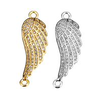 Cubic Zirconia Micro Pave Brass Connector, Wing Shape, plated, micro pave cubic zirconia & 1/1 loop Approx 2mm 