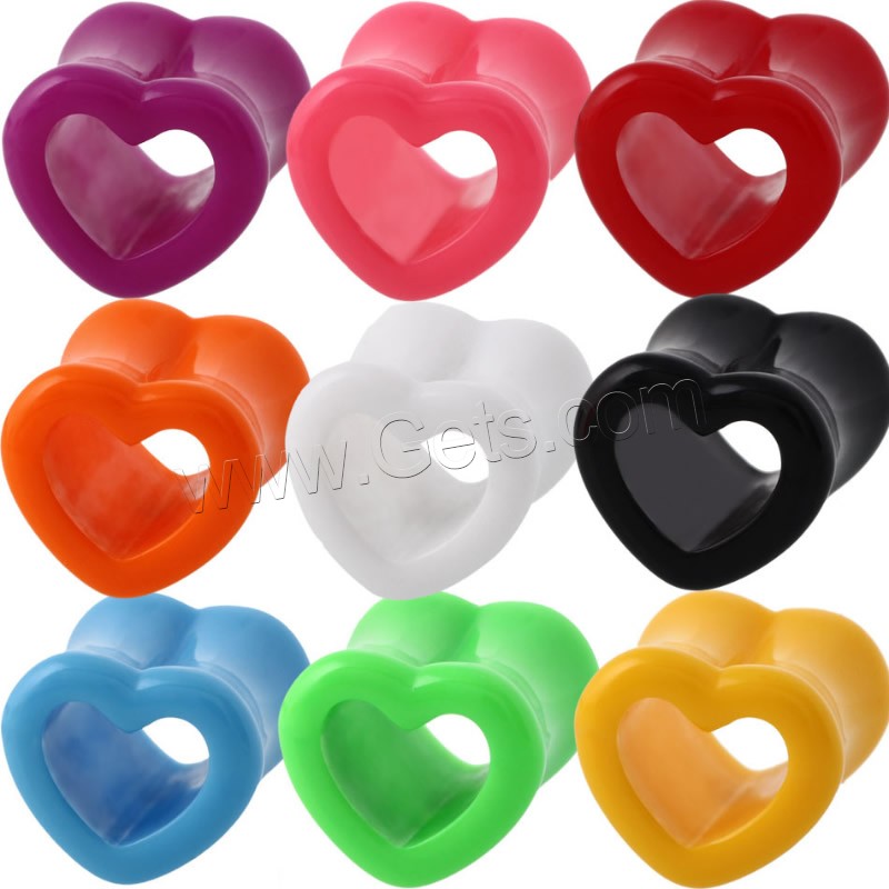 Acrylic Piercing Tunnel, Heart, Unisex & different size for choice, more colors for choice, Sold By PC