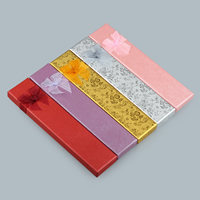 Cajas de Cartón para Collares, con Gasa & Esponja, Rectángular, diferentes patrones para la opción, más colores para la opción, 205x45x20mm, Vendido por UD