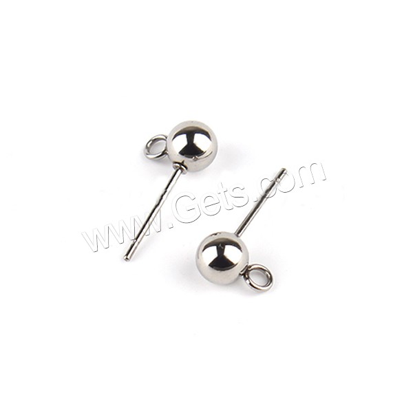 Stainless Steel Earring Stud Component, with loop & different size for choice, original color, Sold By PC