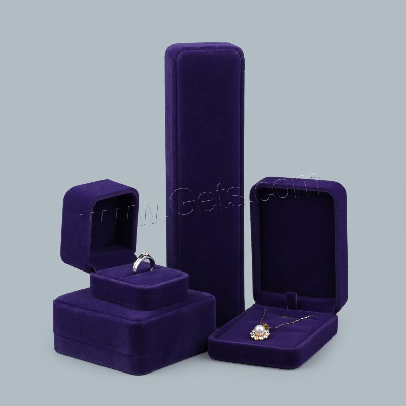 Velvet Jewelry Set Box, Velveteen, with Glue Film, Rectangle, different styles for choice, more colors for choice, Sold By PC
