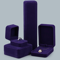 Velvet Jewelry Set Box, Velveteen, with Glue Film, Rectangle 