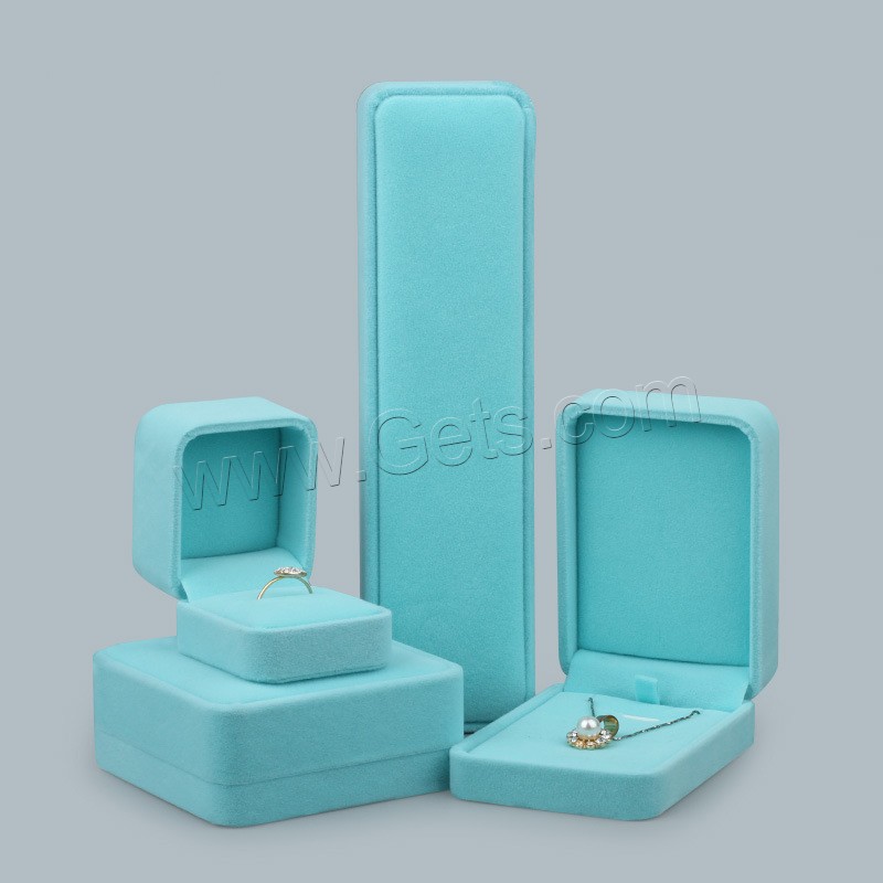 Velvet Jewelry Set Box, Velveteen, with Glue Film, Rectangle, different styles for choice, more colors for choice, Sold By PC
