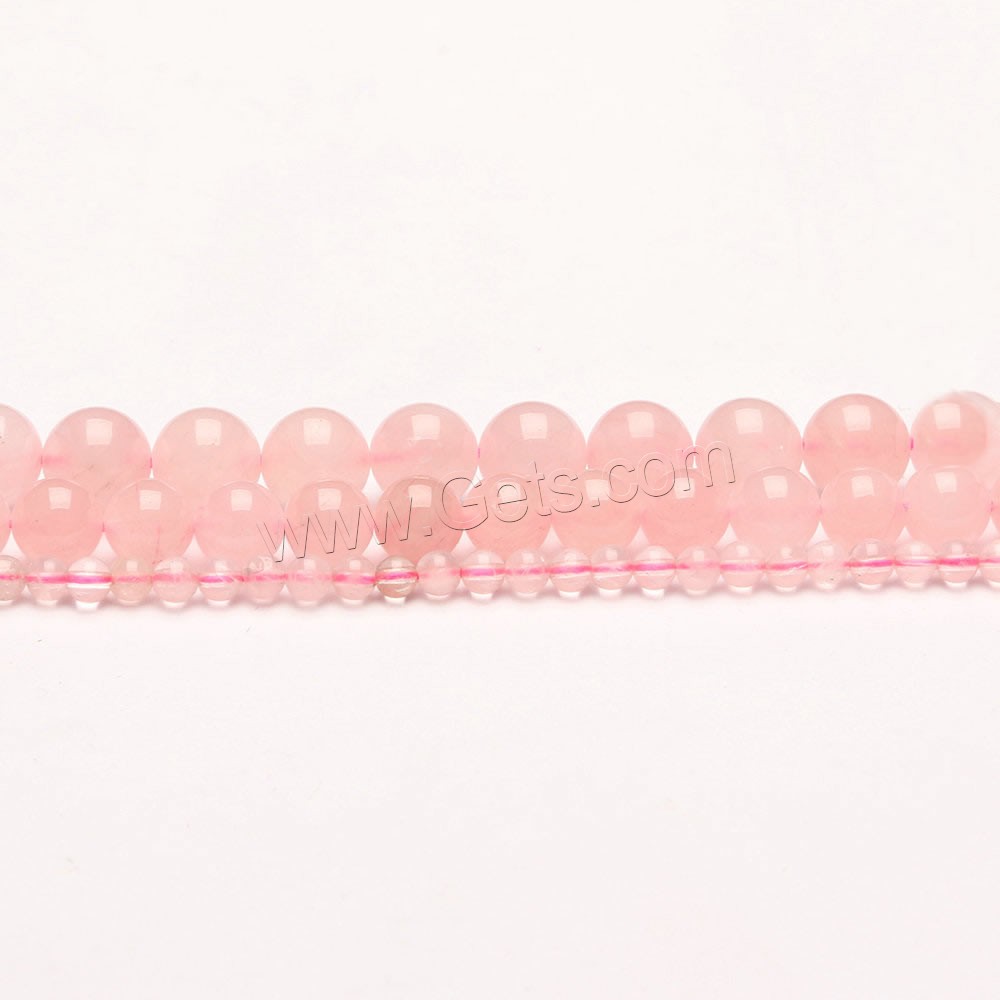 Perles en Quartz Rose naturel, Rond, normes différentes pour le choix, Trou:Environ 1mm, Longueur:Environ 15 pouce, Vendu par brin