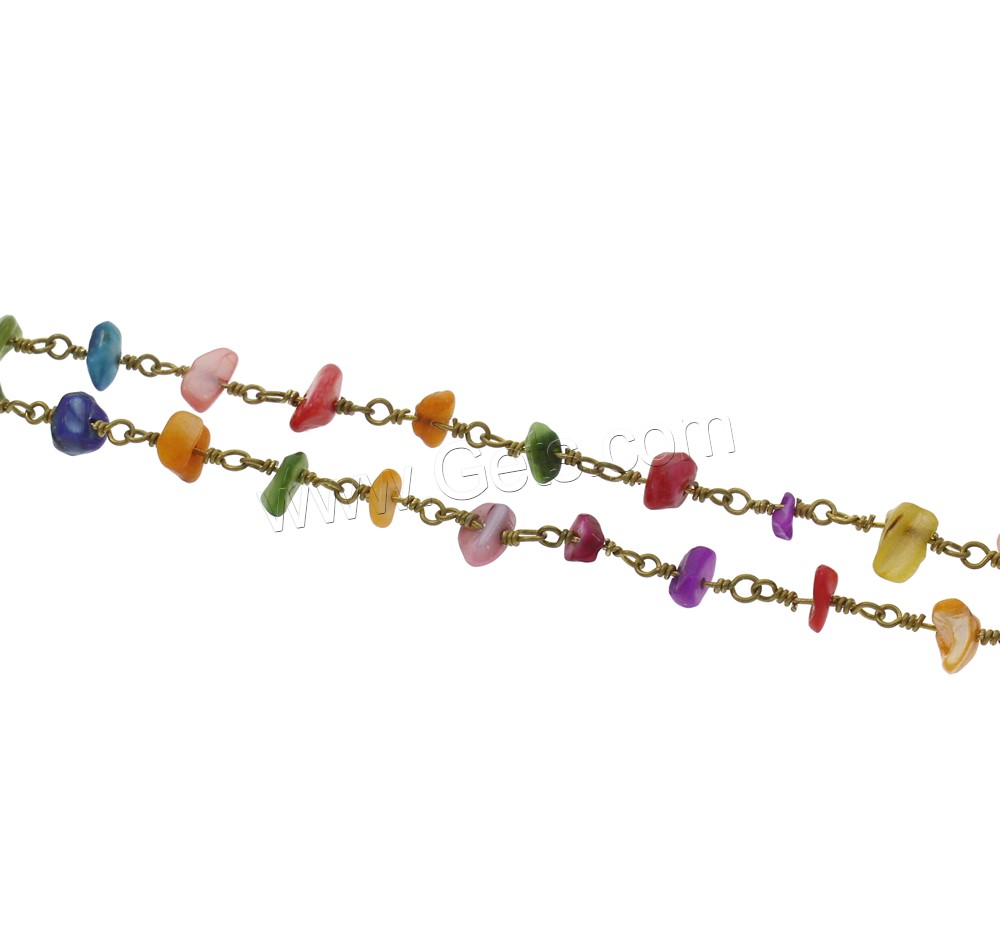 Gemstone Decorative Chain, with brass chain, plated, different materials for choice, more colors for choice, 5x5x2mm-6x7x4mm, Sold By m