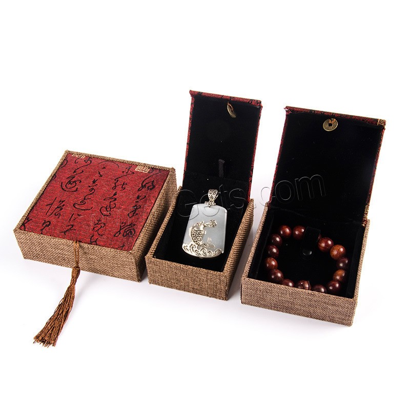 Cardboard Jewelry Set Box, Cotton Fabric, with Cardboard & Velveteen, Rectangle, different styles for choice, more colors for choice, Sold By PC