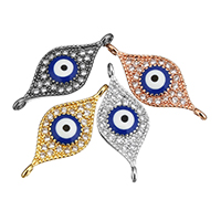 Evil Eye Jewelry Connector, Brass, plated, micro pave cubic zirconia & enamel & 1/1 loop Approx 1mm 