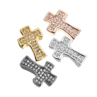 Cubic Zirconia Micro Pave Brass Beads, Cross, plated, micro pave cubic zirconia Approx 1mm 