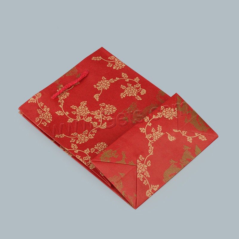 Jewelry Gift Box, Kraft, with Nylon Cord, printing, different size for choice & with flower pattern, Sold By PC