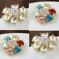 Mobile Phone DIY Decoration, Zinc Alloy, Flower, gold color plated, with rhinestone lead & cadmium free 