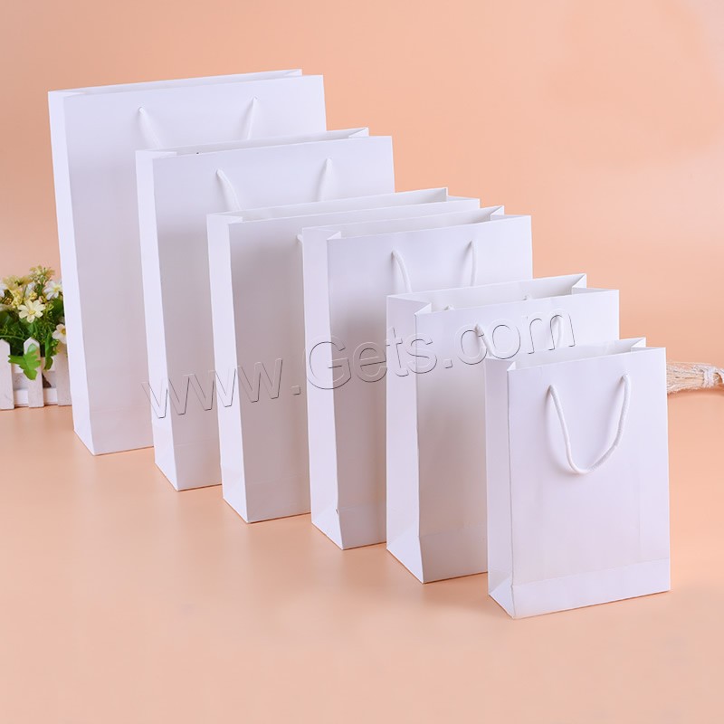 Sac pour cadeau, papier, avec corde en nylon, rectangle, normes différentes pour le choix, blanc, Vendu par PC