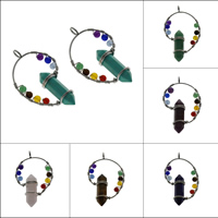 Gemstone Zinc Alloy Pendants, with Zinc Alloy, plated, natural Approx 5mm 
