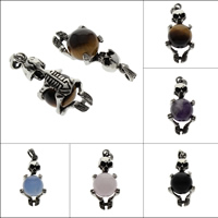 Gemstone Zinc Alloy Pendants, with Zinc Alloy, Skull, antique silver color plated, natural Approx 2mm 