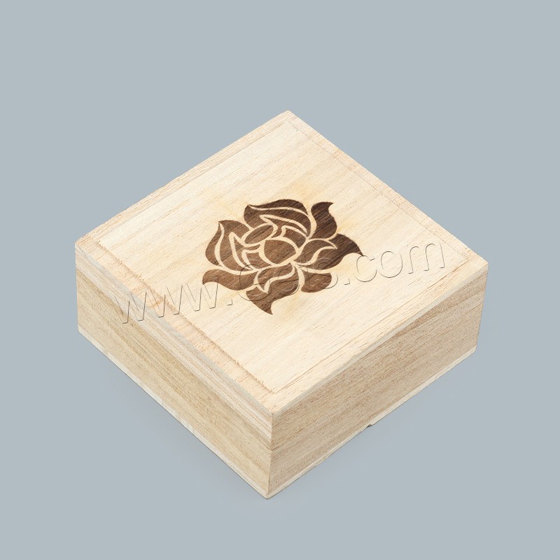Wood Bracelet Box, Square, different size for choice & with flower pattern, Sold By PC
